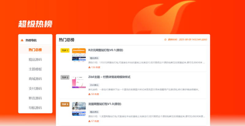 Zibll主题 – 新超级热榜页面(有图版)